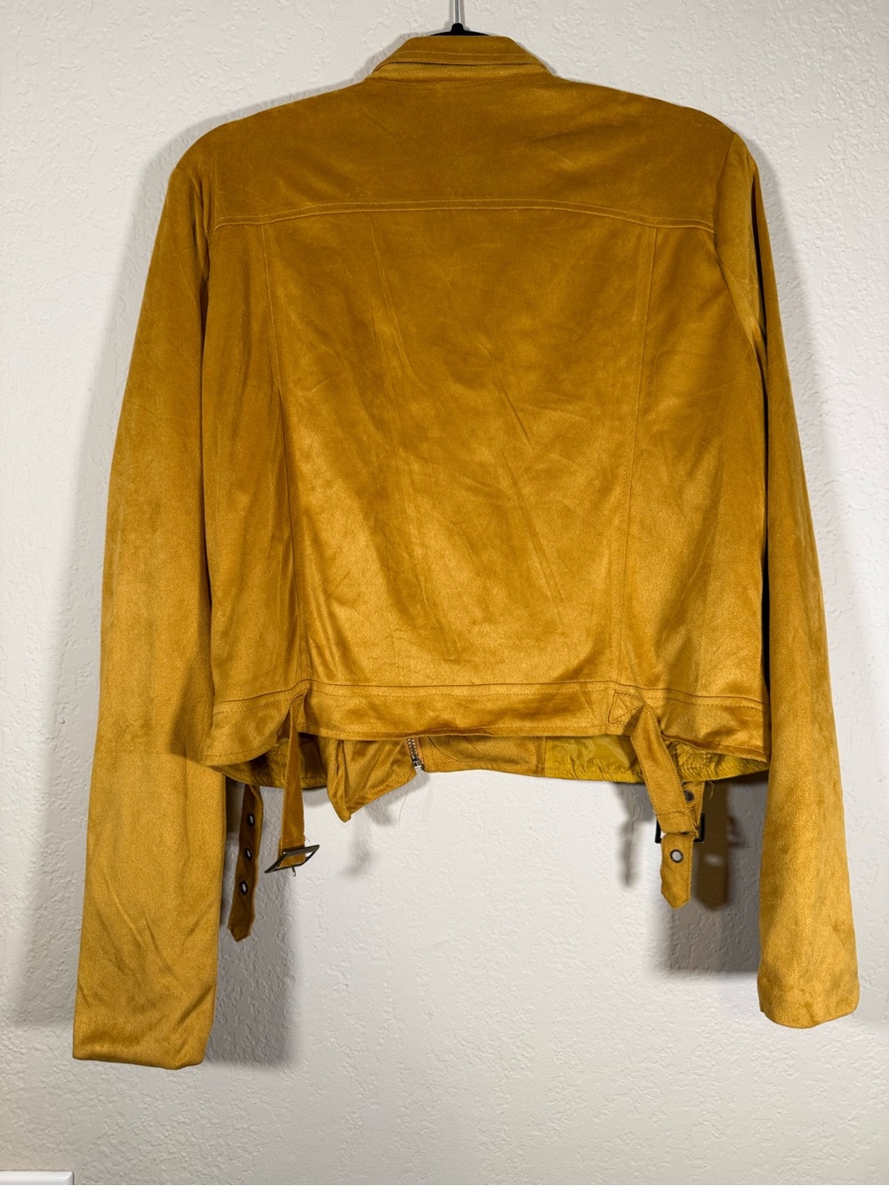 Women’s Mustard Yellow Moto Jacket Suede Large - Picture 8 of 10